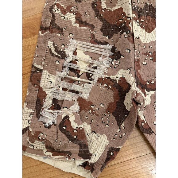 NWT Guapi Men's Denim Shorts Size 38 Frayed Brown Design [jb] - Picture 2 of 6